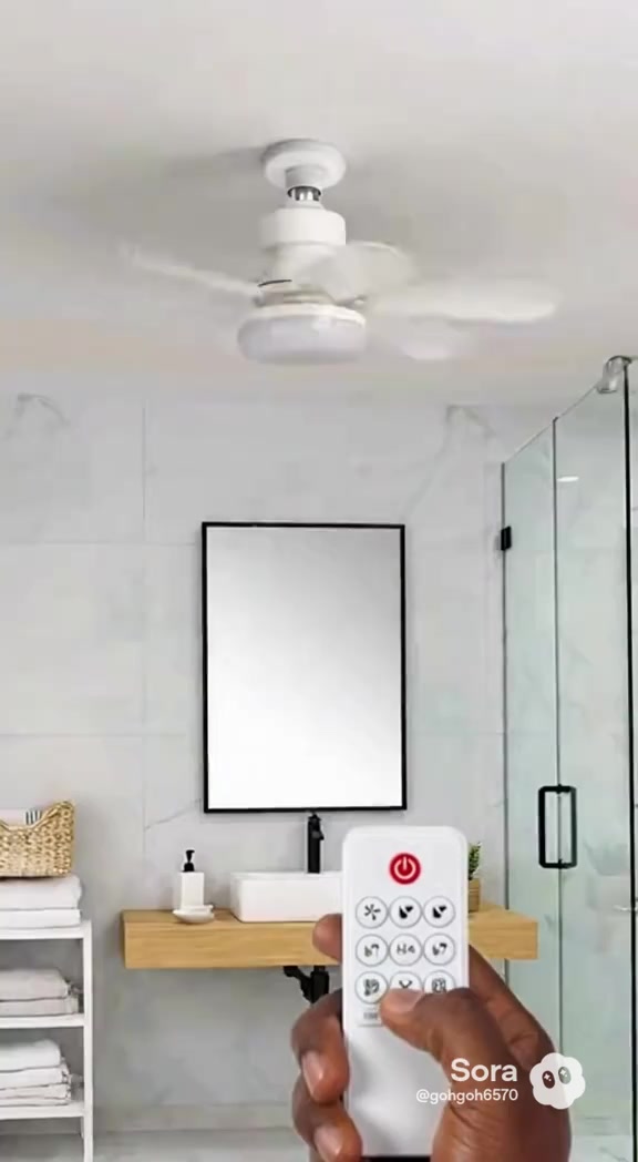 Ceiling Fan with Light suitable for Bathroom, Storeroom and Utility room