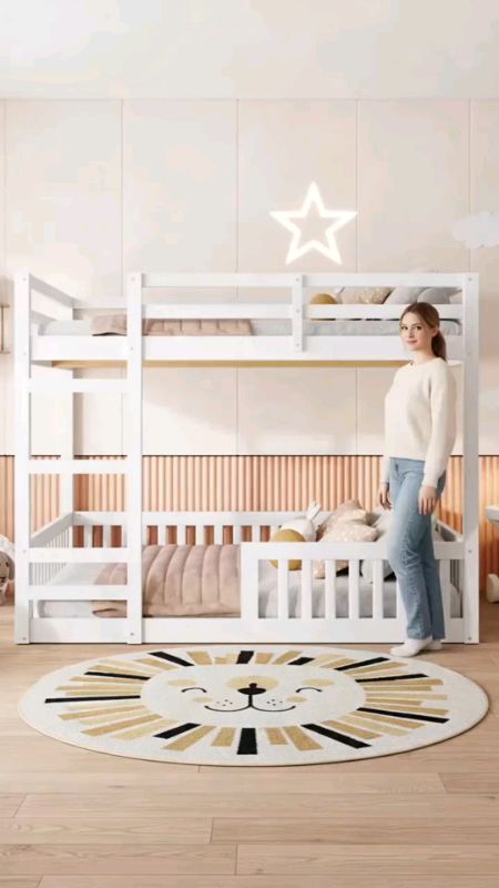 Bunk Bed Thick Solid #Wood For Safety Family Children's #Room #Elevated #Bed #Fyp #ShopeeTrending