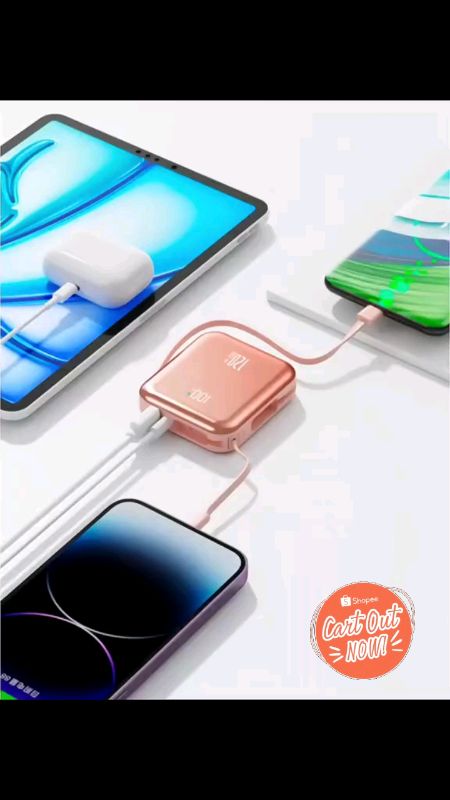 Powerbank 20000mAh Mini Power Bank Fast Charging Built-in Cable Type-C Flight Approved #powerbank #minipowerbank #promoshopee #shopeevideo#viralshopee